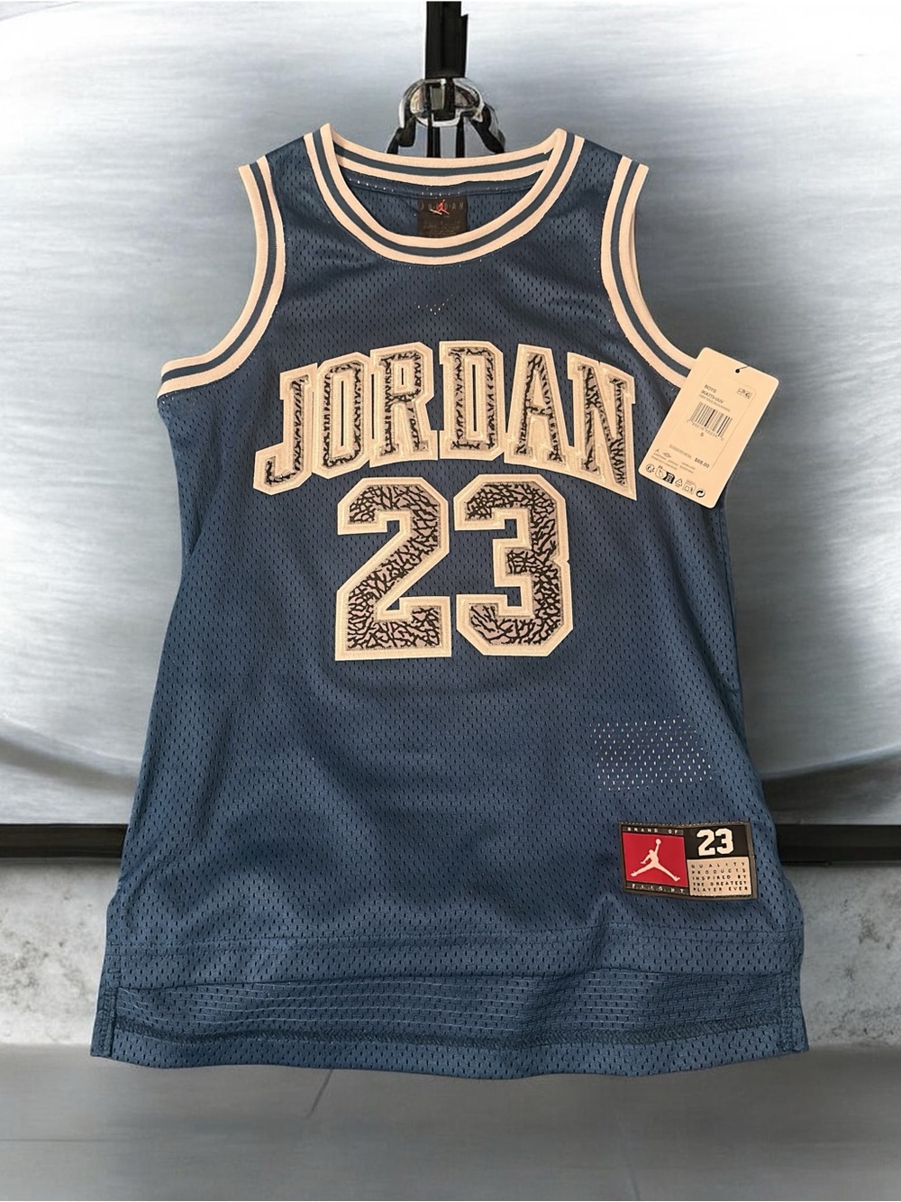 Jordan Blue & Cream 23 Kids Basketball Jersey